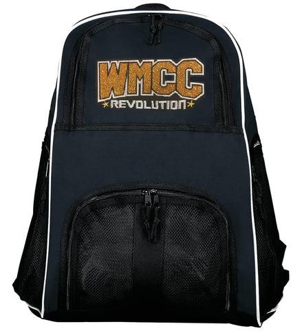 WMCC Black Sports Bra w/ 3 Color Spangle Logo on Front.