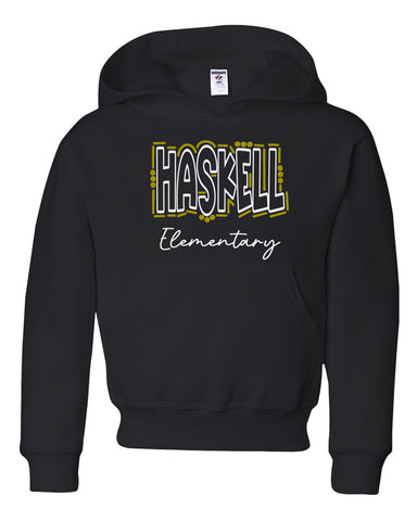 HASKELL School Black Heavy Blend Hoodie w/ HASKELL School "H" Logo on Front.