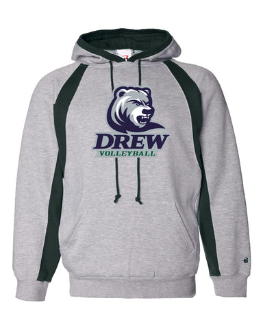 Drew Volleyball NEON PINK - JERZEES - NuBlend® Hooded Sweatshirt - 996MR w/ Text Logo Design on Front.