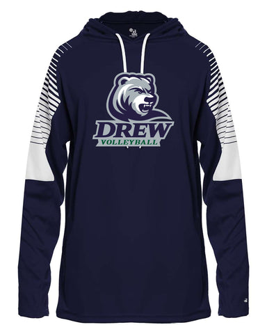 Drew Volleyball JA - Women’s Relay Hooded Sweatshirt - 8651 w/ 4 Color D Mom Design on Front.