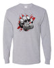 Hazleton Area Cougars - Sport Gray JERZEES - Dri-Power® Long Sleeve 50/50 T-Shirt - 29LSR w/ Cougars PaintPaw Design on Front.