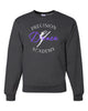 Precision Dance JERZEES - NuBlend® Crewneck Sweatshirt - 562MR w/ White & Purple Design on Front.