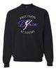 Precision Dance JERZEES - NuBlend® Crewneck Sweatshirt - 562MR w/ White & Purple Design on Front.