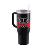 Hazleton Area Cougars Matte Black SAC 40 Oz Tumbler with Handle w/ Cougars 726 Design on Front