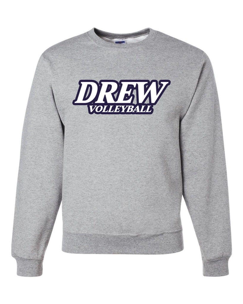 Drew Volleyball JERZEES - NuBlend® Crewneck Sweatshirt - 562MR w/ White & Navy V1 Design on Front.