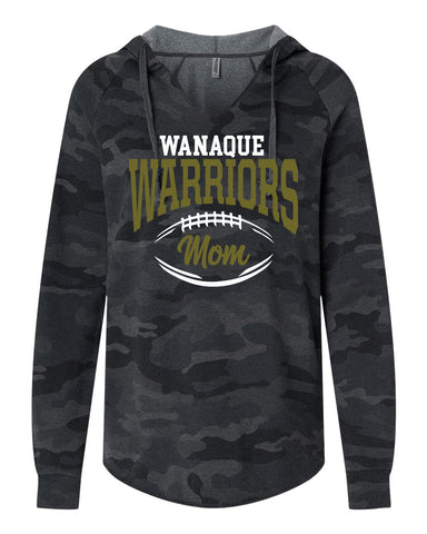 Wanaque Warriors Football Black Heavy Cotton™ Women’s V-Neck T-Shirt - 5V00L w/ Warrior Logo on Front.
