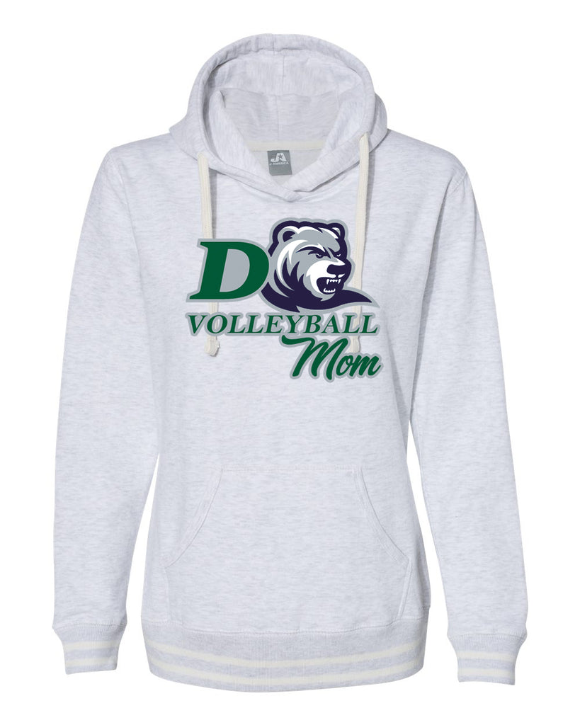 Drew Volleyball JA - Women’s Relay Hooded Sweatshirt - 8651 w/ 4 Color D Mom Design on Front.