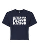 Jefferson Cheer Navy NL - Women's Ideal Crop Top - 1580 w/ Falcon Nation Design on Front.