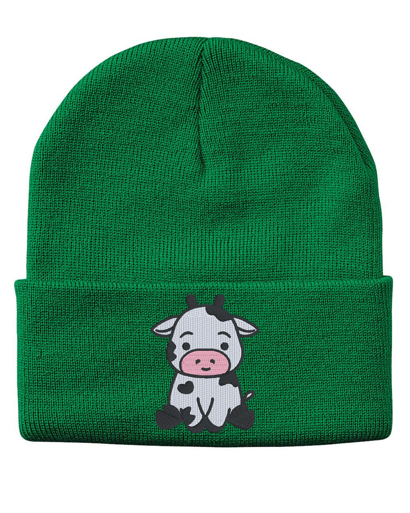 CUTE COW V1 Embroidered Cuffed Beanie Hat