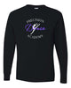 Precision Dance JERZEES - Dri-Power® Long Sleeve 50/50 T-Shirt - 29LSR w/ White & Purple Design on Front.