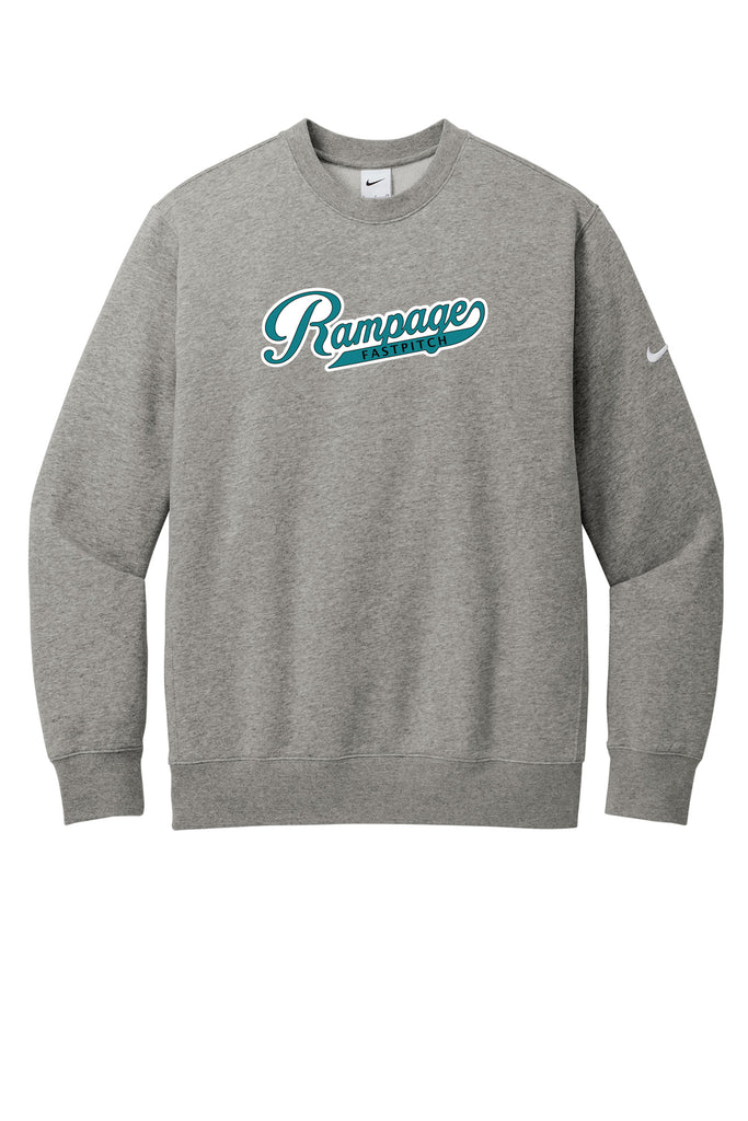 Rampage Softball - Nike Club Fleece Sleeve Swoosh Crew w/ Rampage 505 Design on Front.