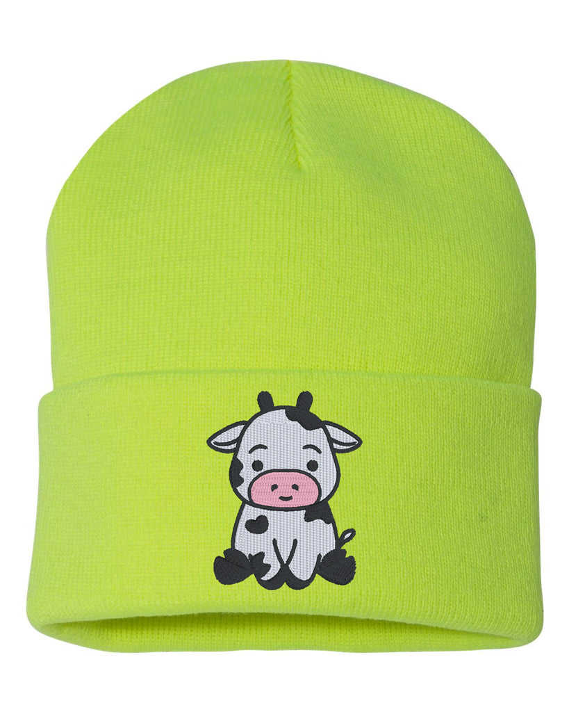 CUTE COW V1 Embroidered Cuffed Beanie Hat