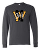 West Milford Cheerleading - Charcoal Long Sleeve Tee w/ WM Cheer 358 Design on Front.