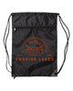 Erskine Lakes Black Zippered Drawstring Backpack - 8888 w/ EL24 Design on Front