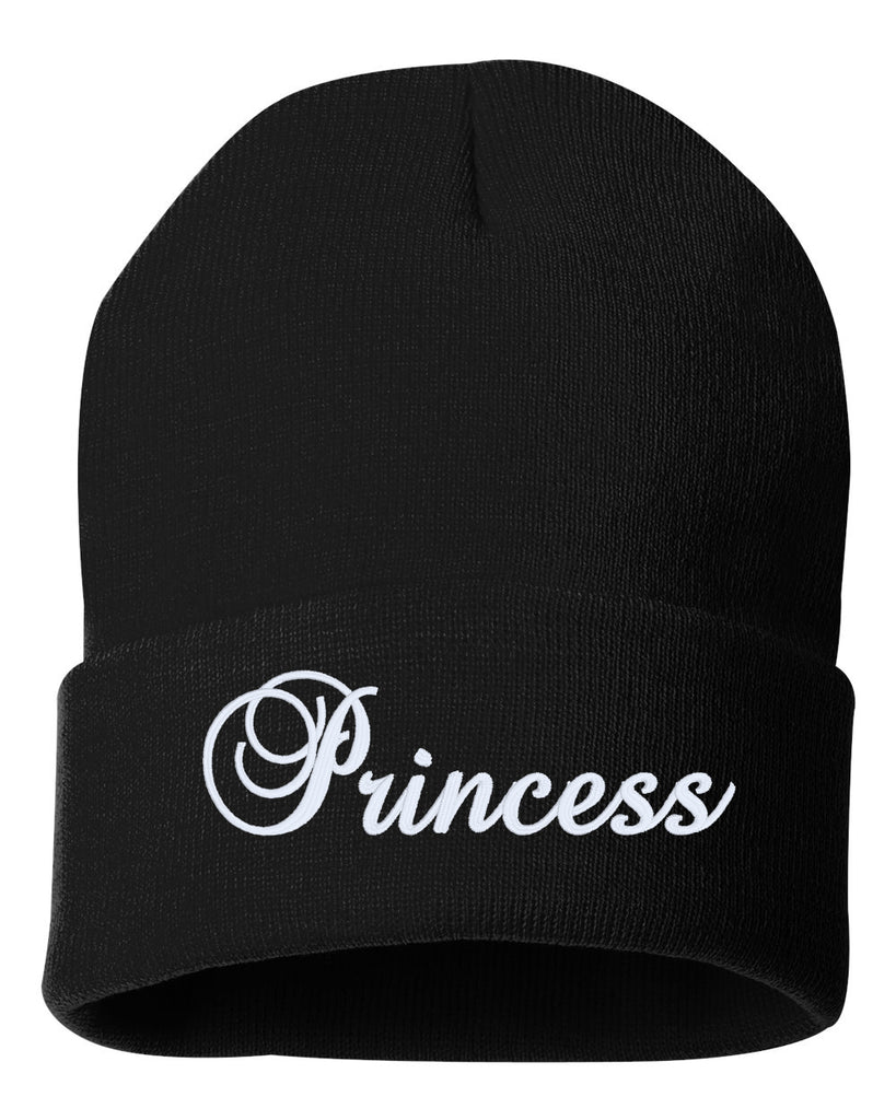 princess embroidered cuffed beanie hat