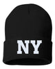 ny state abbreviation embroidered cuffed beanie hat