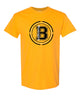 bloomingdale pta gold short sleeve tee w/ bloom b logo on front