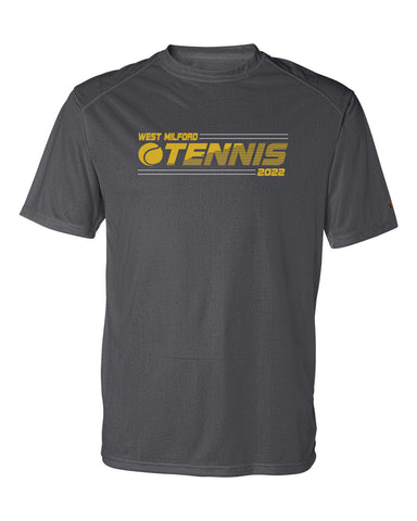 West Milford Tennis Charcoal Short Sleeve Tee w/ WM Tennis on Front.