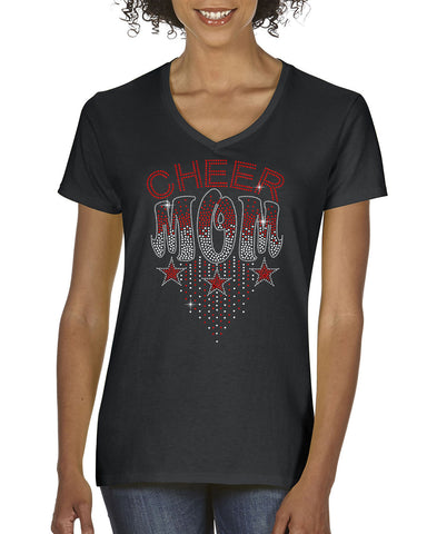Cheer Mom Bow V1 Spangle Bling Design Shirt