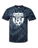 wanaque soccer cyclone tye dye short sleeve tee w/ large wanaque soccer logo on front.