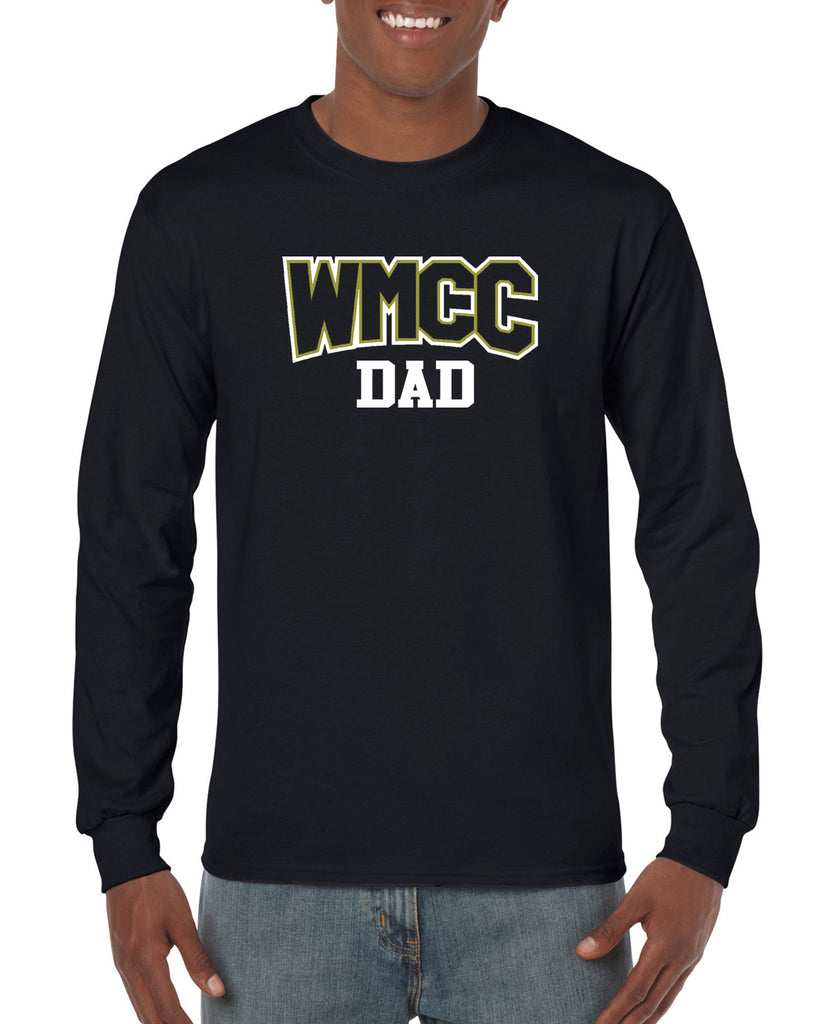 wmcc black shirt w/ wmcc "dad" logo in 2 color print on front & "bodyguard" on back.