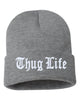 thug life embroidered cuffed beanie hat