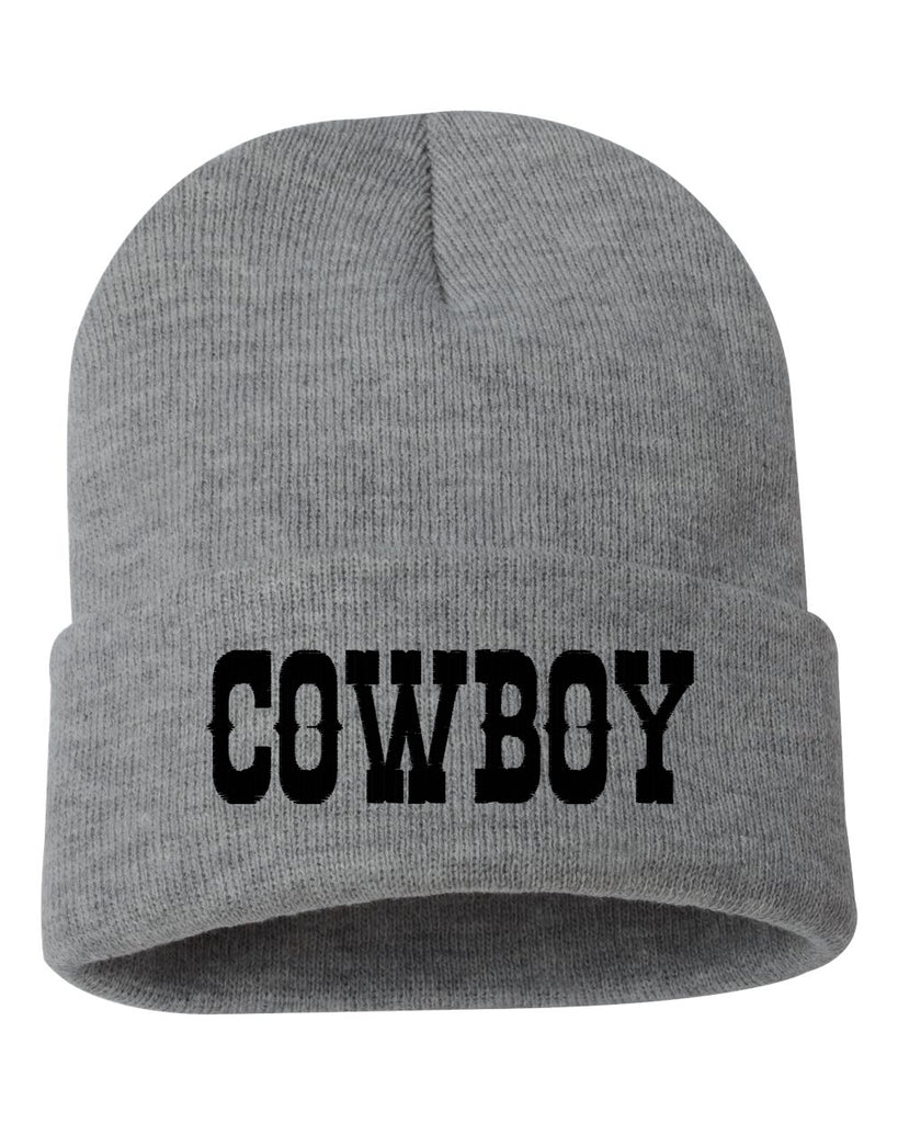 cowboy embroidered cuffed beanie hat