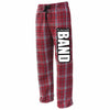 lakeland marching band ps flannel pants - red w/ 2 color lakeland band down leg.