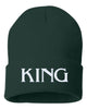 king embroidered cuffed beanie hat