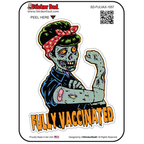 BLUE ZOMBIE with Hard Hat V1 - 4" Full Color Printed Vinyl Decal Window Sticker