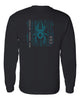 ccu black long sleeve shirt w/ ccu spider logo in 2 color print on back & optional designs on front & arm