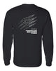 ccu black long sleeve shirt w/ ccu claw logo in 2 color print on back & optional designs on front & arm
