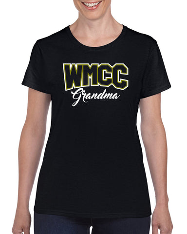WMCC Black Short Sleeve Tee w/ WMCC Logo on Front & MOM on back.