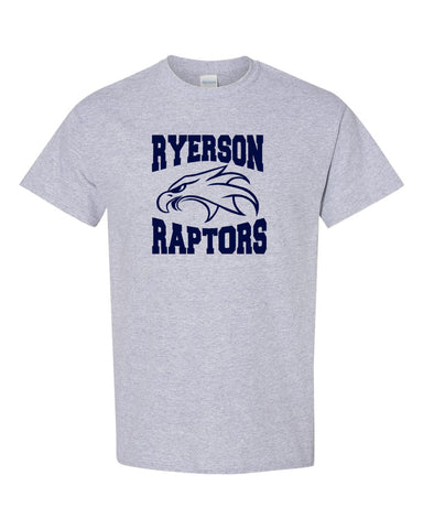 Ryerson School Navy Badger - Hex 2.0 Short Sleeve Tee - 1404 w/ Design Logo 1 on Front.