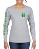 hopatcong long sleeve tee w/ small chest logo & hopatcong down sleeve graphic transfer design shirt