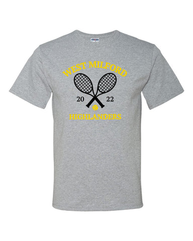 West Milford Girls Tennis Black Badger - B-Core Long Sleeve T-Shirt - 4104 w/ WM Girls Tennis Design on Front.