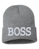 boss embroidered cuffed beanie hat