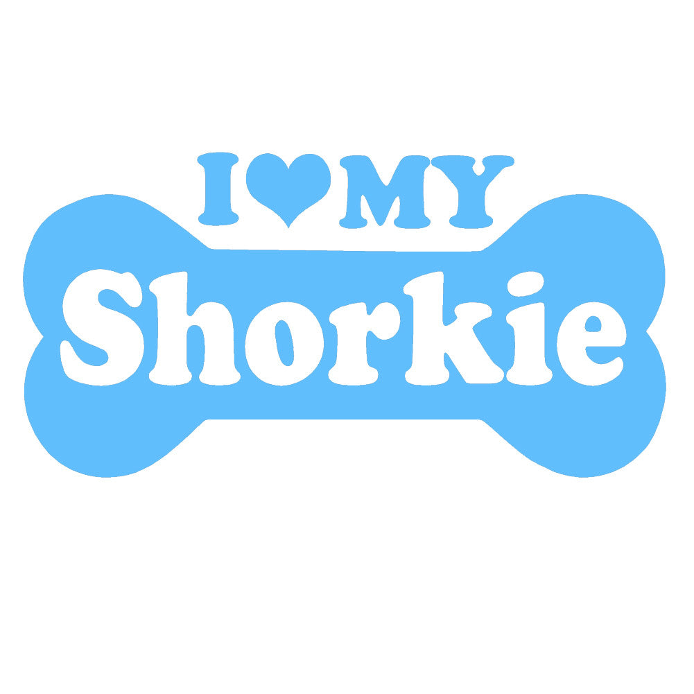 i love my shorkie bone single color transfer type decal