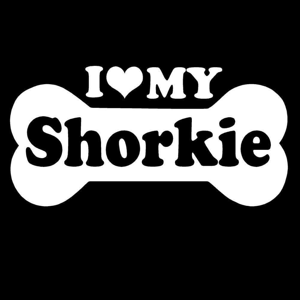 i love my shorkie bone single color transfer type decal