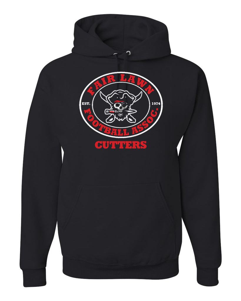 flfa black jerzees - nublend® hooded sweatshirt - 996mr w/ flfa cheer/football logo on front