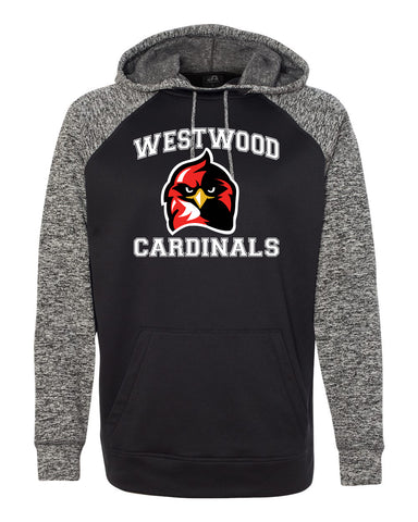 Westwood Cardinals Women's Fine Jersey Mash Up Long Sleeve T-Shirt - 3534 w/ Spangle Cardinal Design