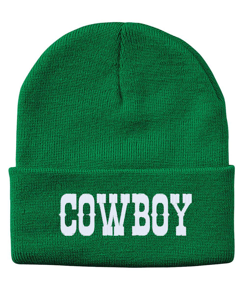 cowboy embroidered cuffed beanie hat