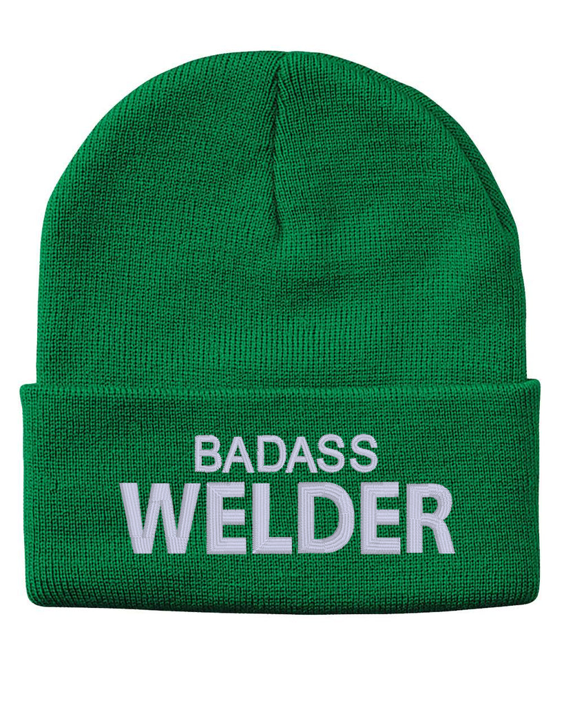 badass welder embroidered cuffed beanie hat