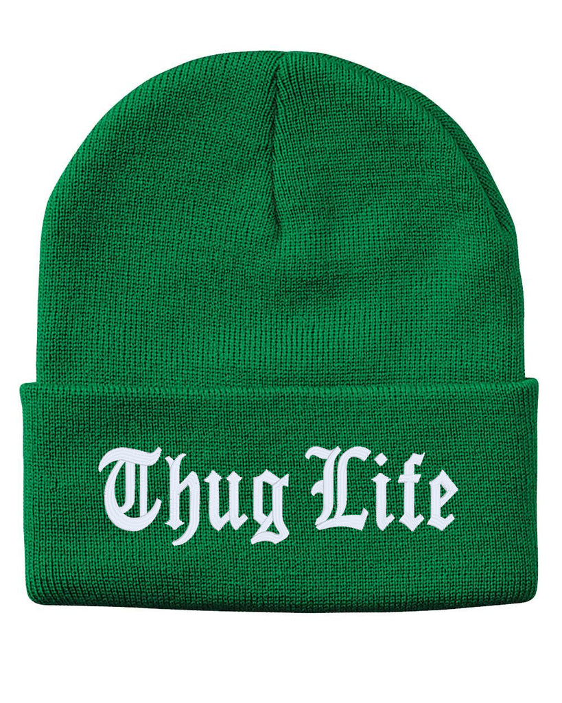 thug life embroidered cuffed beanie hat