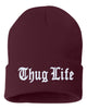 thug life embroidered cuffed beanie hat