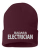 badass electrician embroidered cuffed beanie hat