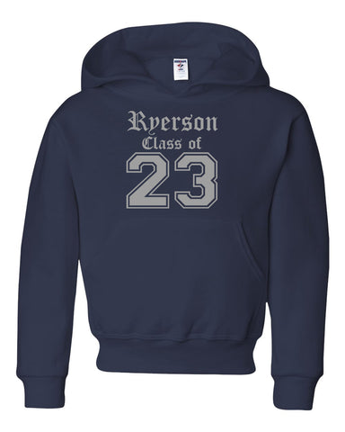 Ryerson School Sport Gray Heavy Blend™ Hooded Sweatshirt w/ Logo Design 1 on Front