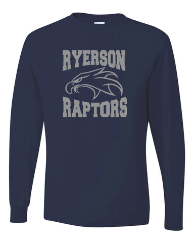 Ryerson School Navy Badger - Hex 2.0 Short Sleeve Tee - 1404 w/ Design Logo 1 on Front.