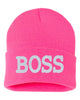 boss embroidered cuffed beanie hat