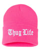 thug life embroidered cuffed beanie hat